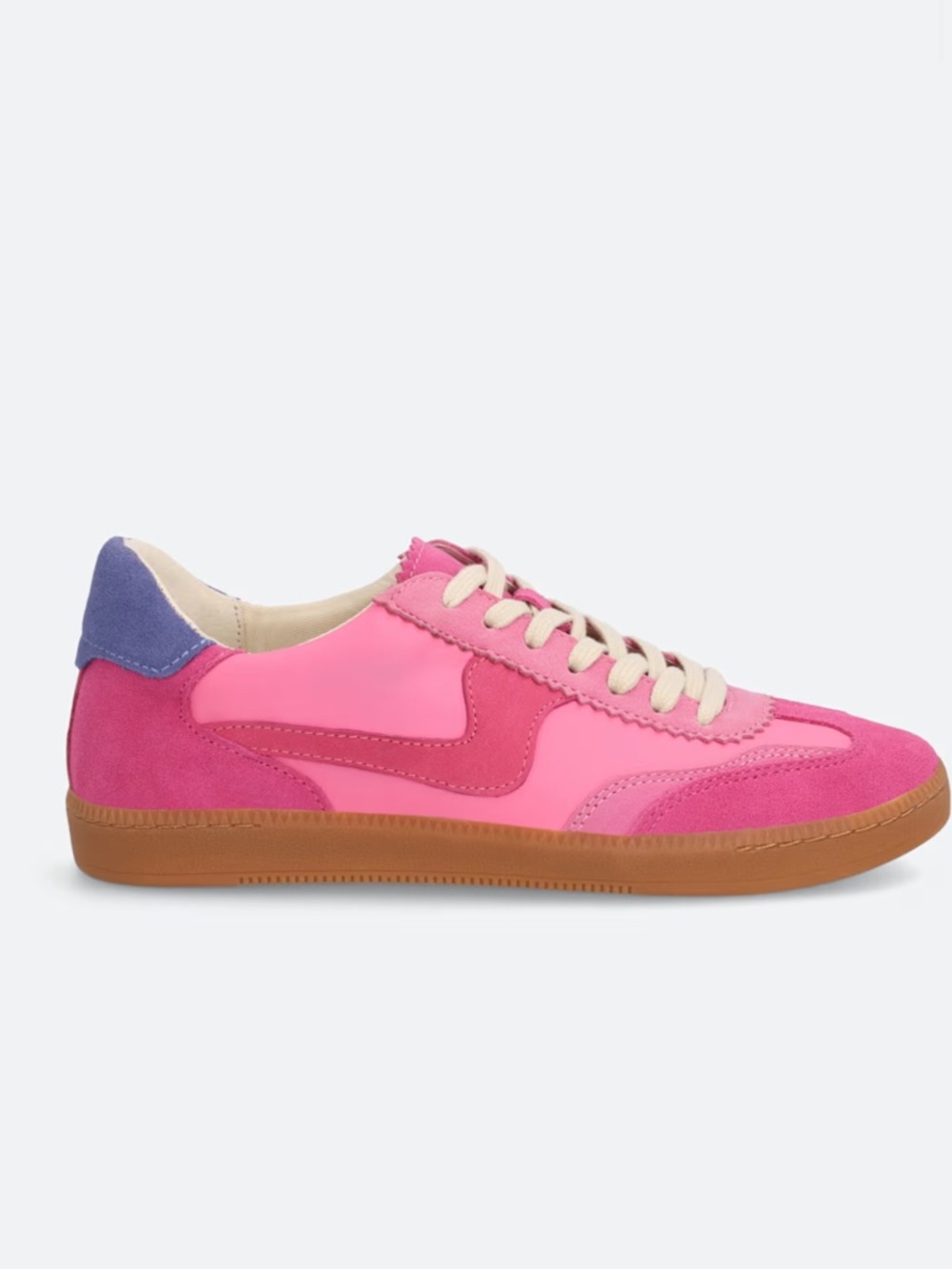 Dolce Vita Pink Leather & Suede Low-Top Sneaker with Purple Heel